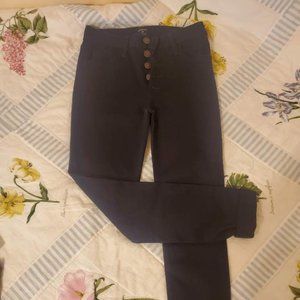 High Rise Button Up Black Jeans